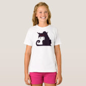 Grumpy Black Cat Girls T - Shirt (Vorne ganz)