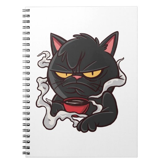 Grumpy Black Cat - Kaffee Lover Notizblock (Vorderseite)