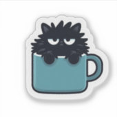 Grumpy Black Cat Kaffeetasse Aufkleber (Vorderseite)