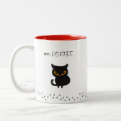 Grumpy Black Cat Mehr Kaffee Zweifarbige Tasse (Links)