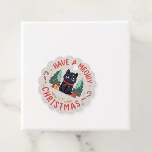 Grumpy Black Cat Meowy Weihnachten Geschenkanhänger
