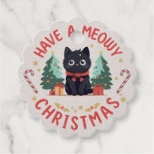 Grumpy Black Cat Meowy Weihnachten Geschenkanhänger (Vorderseite)