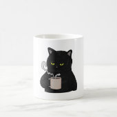 Grumpy Black Cat mit Kaffeemaschine Kaffeetasse (Mittel)