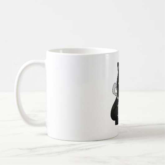 Grumpy Black Cat mit Kaffeemaschine Kaffeetasse (Links)