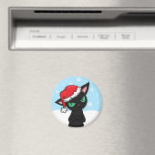 Grumpy Black Cat mit Weihnachtsmannmütze Magnet (In Situ (Geschirrspüler))
