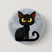 Grumpy Black Cat Moon Button (Vorderseite)