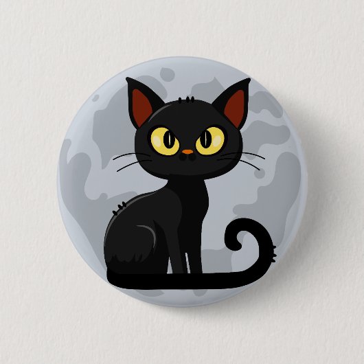 Grumpy Black Cat Moon Button (Vorderseite)