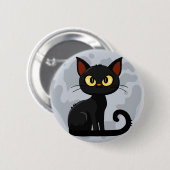 Grumpy Black Cat Moon Button (Vorne & Hinten)
