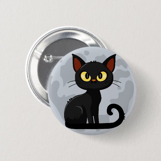 Grumpy Black Cat Moon Button (Vorne & Hinten)
