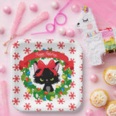 Grumpy Black Cat sie ließ mich Weihnachten verklei Pappteller (Party)