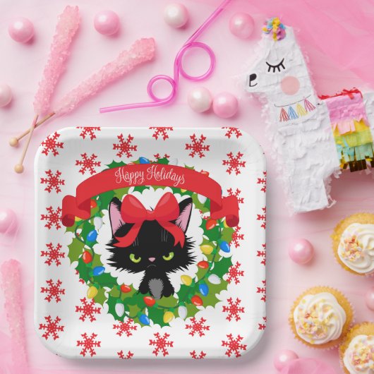 Grumpy Black Cat sie ließ mich Weihnachten verklei Pappteller (Party)