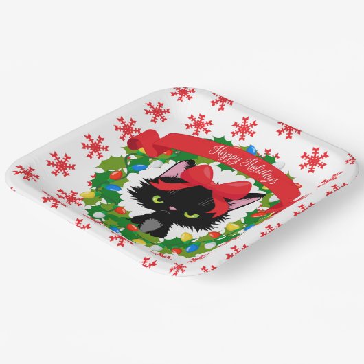 Grumpy Black Cat sie ließ mich Weihnachten verklei Pappteller (Gewinkelt)