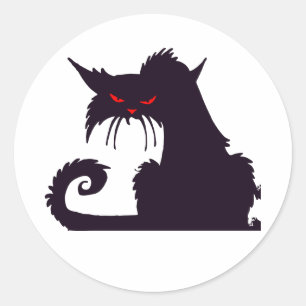 Grumpy Black Cat Stickers