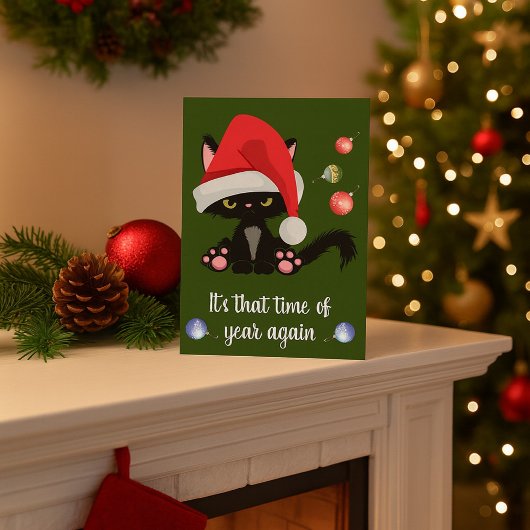 Grumpy Black Cat Weihnachten Karte