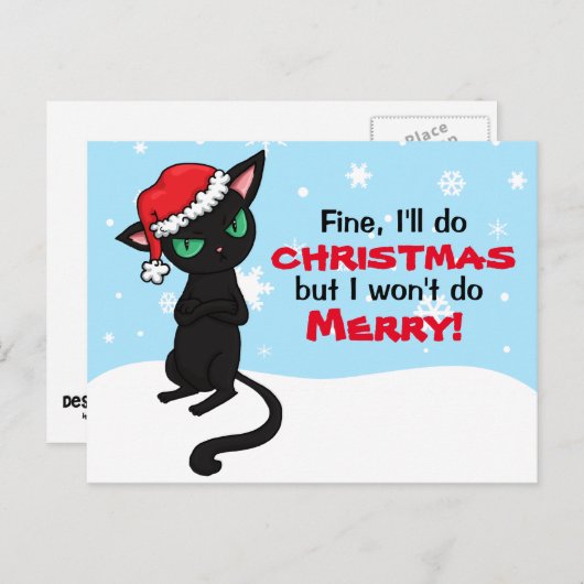 Grumpy Black Cat Wont be Frohe Weihnachten (Vorne/Hinten)