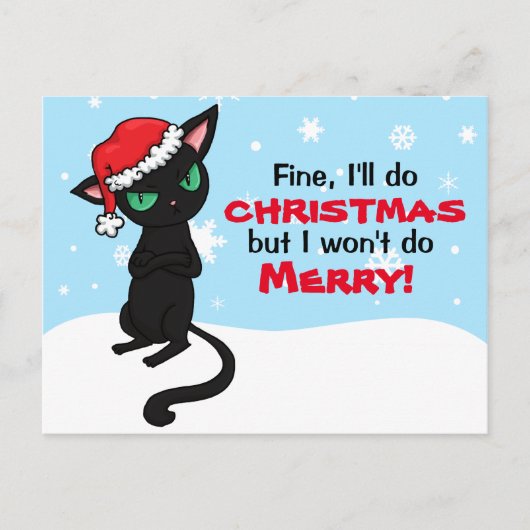 Grumpy Black Cat Wont be Frohe Weihnachten (Vorderseite)