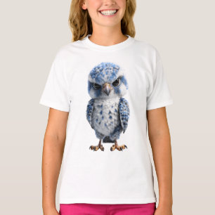 Grumpy Blaue Kleine Eulen-Vogel-Figur Kinder T-Shirt