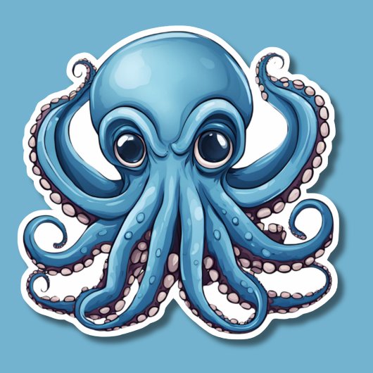 Grumpy Blue Octopus wasserdicht Aufkleber