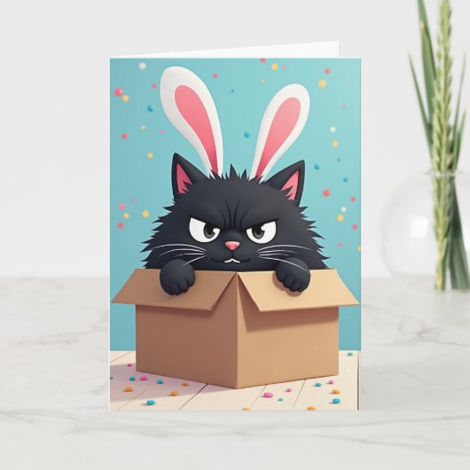 Grumpy Bunny Cat Birthday Card Karte (Vorderseite)