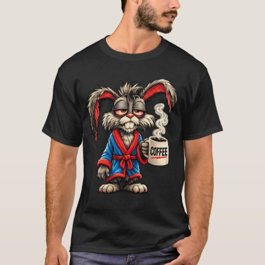 Grumpy Bunny Coffee Funny T-Shirt (Vorderseite)