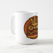 Grumpy Burger Crown Grafik Schwarz T-Shirt Kaffeetasse (Vorderseite Links)