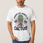 Grumpy Cactus - Funny "Not Today" Quote Cartoon T-Shirt (Vorderseite)