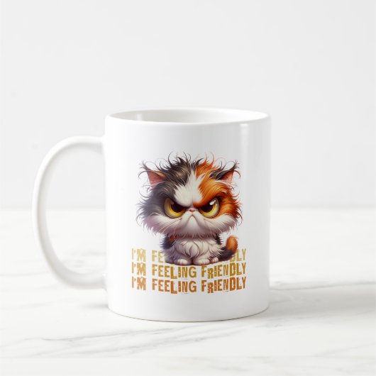 Grumpy Calico Cat und lustiges Zitat Kaffeetasse (Links)