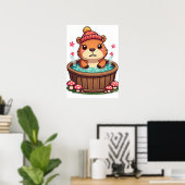 Grumpy Capybara Whirlpool Kawaii Pilz Aufkleber Ku Poster (Heimbüro)