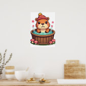 Grumpy Capybara Whirlpool Kawaii Pilz Aufkleber Ku Poster (Küche)