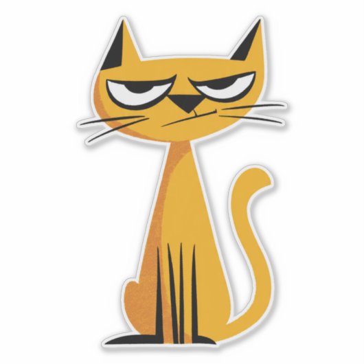 Grumpy Cartoon Cat Sticker (Vorderseite)