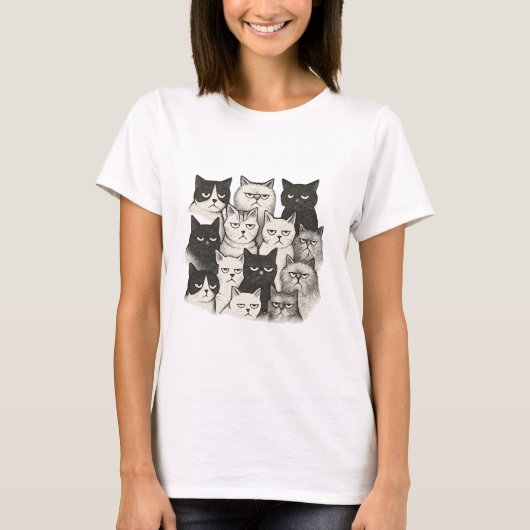 Grumpy Cartoon Cats T-Shirt (Vorderseite)