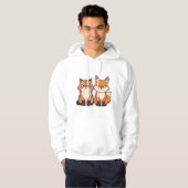 Grumpy Cartoon-Katze und Fuchs-Duo Kawaii Hoodie (Vorne ganz)