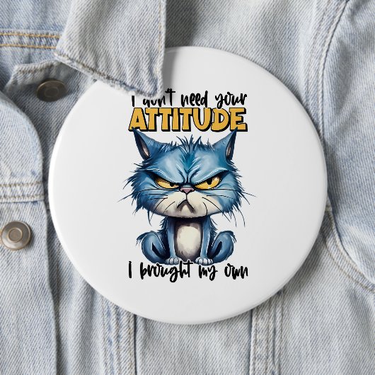 Grumpy Cat Attitute Funny Animal Sarcasy Sprichwor Button (Beispiel)