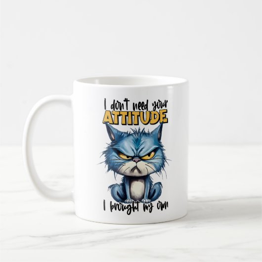 Grumpy Cat Attitute Funny Animal Sarcasy Sprichwor Kaffeetasse (Links)