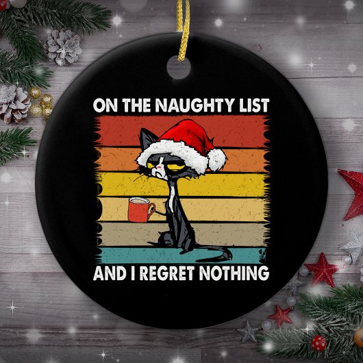 Grumpy Cat auf der Naughty List Weihnachtsbaum Keramik Ornament