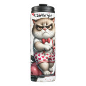 Grumpy Cat auf einem Moped Thermosbecher (Vorderseite)