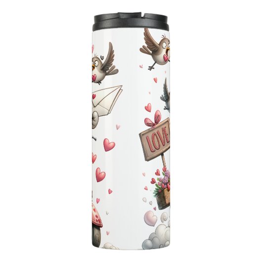 Grumpy Cat auf einem Moped Thermosbecher (Rückseite)