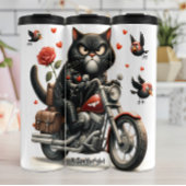 Grumpy Cat auf einem Motorrad Thermosbecher
