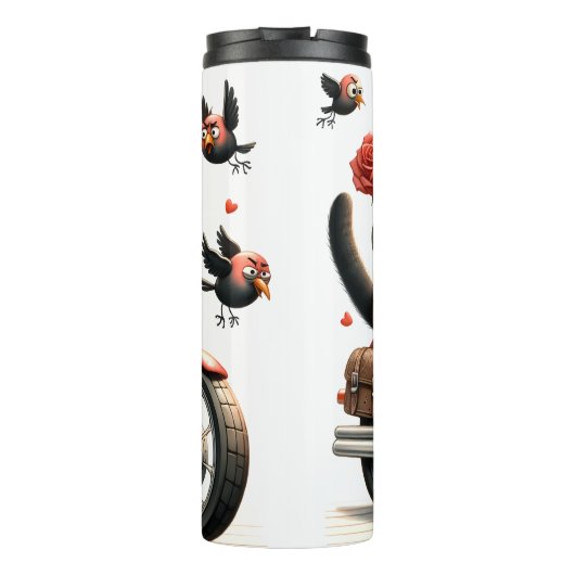 Grumpy Cat auf einem Motorrad Thermosbecher (Rückseite)