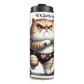 Grumpy Cat auf einem Scooter Thermosbecher (Vorderseite)