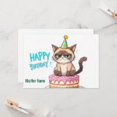 Grumpy Cat auf Kuchen Karte (Vorderseite/Rückseite Beispiel)
