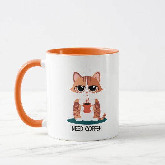 Grumpy Cat "BRAUCHE KAFFEE" Tasse | Süße getigerte (Links)