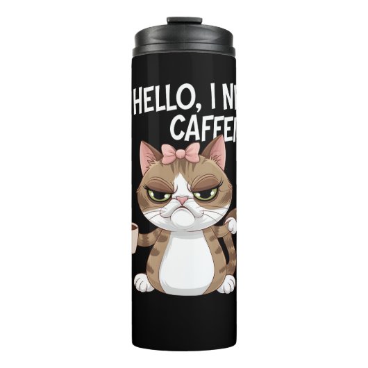 Grumpy Cat Coffee Lover Design Geschenk Thermosbecher (Vorderseite)