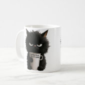 Grumpy Cat Coffee Mood T-Shirt Funny Black Fluffy Kaffeetasse (Vorderseite Links)