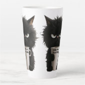 Grumpy Cat Coffee Mood T-Shirt Funny Black Fluffy  Milchtasse (Vorderseite)