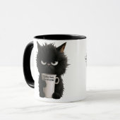 Grumpy Cat Coffee Mood T-Shirt Funny Black Fluffy  Tasse (Vorderseite Links)
