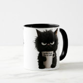 Grumpy Cat Coffee Mood T-Shirt Funny Black Fluffy  Tasse (VorderseiteRechts)