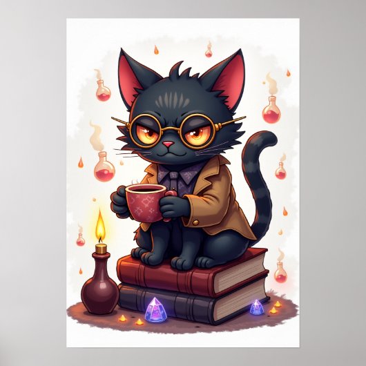 Grumpy Cat Dark Academia Reader Bookworm Gothic Li Poster (Vorne)