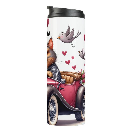 Grumpy Cat Driving Liebe Machine Thermosbecher (Nach rechts gedreht)