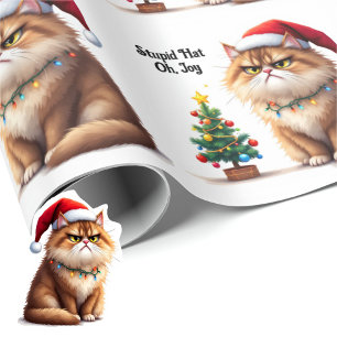 Grumpy Cat es ist Weihnachten wieder Custom Text Geschenkpapier